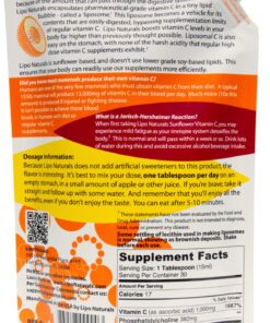 Lipo Naturals Liposomal Vitamin C 1000mg Liquid (30 Doses) - Natural Formula Immunity + Energy Support - Vegan, China-Free (15oz / 443ml) 1 11 81TwosXAAL