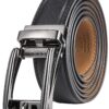 Marino Avenue Mens Genuine Leather Ratchet Dress Belt with Open Linxx Buckle Fissure - Deep Charcoal Adjustable from 28" to 44" Waist 10 81Ty7E82e4L