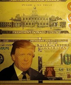 Authentic $100 President Donald Trump Authentic 24kt Gold Plated Commemorative Bank Note Collectors Item by Aizics Mint 24 81TyK5GsPhL