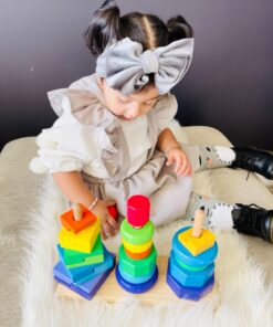 Melissa & Doug Geometric Stacker - Wooden Educational Toy - Shape Sorter And Stacking Toy, Stacking Tower Toy For Babies, Toddlers And Kids Ages 2+, Multicolor, Playsets 44 81TzHsRGZTL 2