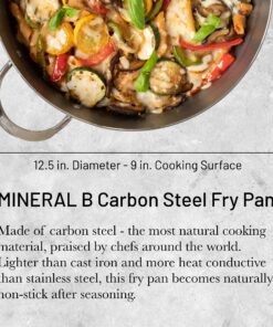 de Buyer MINERAL B Carbon Steel Fry Pan - 12.5” - Ideal for Searing, Sauteing & Reheating - Naturally Nonstick - Made in France 12.5" 22 81TzSD6bciL 2
