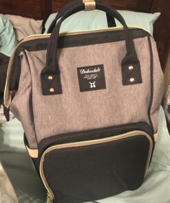 Hafmall Diaper Bag Backpack, Multifunctional Baby Diaper Bag with Stroller Hooks, Stylish Baby Bag for Mom Dad, Gray Black Black Gray 68 81U5CB0YauL