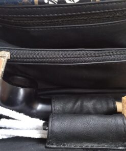 Scotte Luxury Tobacco Smoking Pipe Set,Leather Tobacco Pipe Pouch Wood Pipe Accessories(Redwood Scraper/Stand/Filter Element/Filter Ball/Small Bag/Box) (black) 41 81U6Qk7cH3L