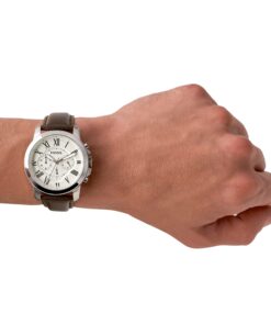 Fossil Grant Men's Watch with Chronograph Display and Genuine Leather or Stainless Steel Band Silver, Brown 25 81U7LQXTmaL