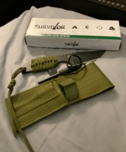 Survivor HK-106320-2 HK-106320 Series Fixed Blade Outdoor Knife, Tanto Blade, Cord-Wrapped Handle, 7" Overall, Green (Pack of 2) 29 81U7PEMArL