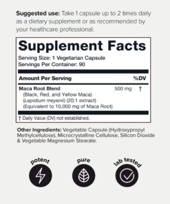 Toniiq 10,000mg 20x Concentrated Extract - Single Origin Wildcrafted Maca Root Capsules - Ultra High Strength - Highly Purified Peruvian Maca Root Powder - Black, Red and Yellow Maca Complex 23 81U7XSGPjdL
