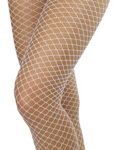 ToBeInStyle Women's Mini Diamond Net Novelty Pantyhose Fishnet Durable Tights - Regular & Plus One Size Plus White 11 81U9ojlMOgL 1
