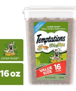 TEMPTATIONS MIXUPS Crunchy and Soft Cat Treats Catnip Fever Flavor, 16 oz. Tub 16 Ounce (Pack of 1) 34 81UAWrAzMzL