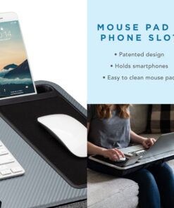 LAPGEAR Home Office Lap Desk with Device Ledge, Mouse Pad, and Phone Holder - Silver Carbon - Fits up to 15.6 Inch Laptops - Style No. 91585 27 81UBIFMdXaL