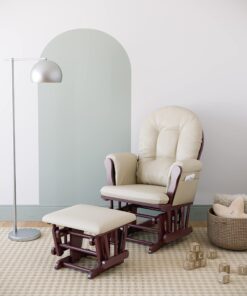 Alternative view of Storkcraft Premium Hoop Glider and Ottoman (Cherry Base, Beige Cushion) – Padded Cushions with Storage Pocket, Smooth Rocking Motion, Easy to Assemble, Solid Hardwood Base Ch/Beige <M21>