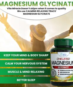 Magnesium Glycinate 200mg Supplement Magnesium Bisglycinate for Women Men Adults to Support Sleep, Heart Health, Muscles, and Nerves Pure Magnesium High Absorption 10 81UCwH0GPEL