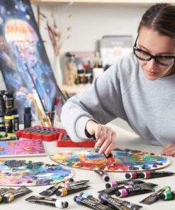 ARTEZA Acrylic Paint, Set of 60 Colors, 0.74 oz/22 ml Tubes, includes 5 Metallic Colors, Rich Pigments, Non-Fading, Non-Toxic Paints for Artist & Hobby Painters, Art Supplies for Painting 60 x 22ml (0.74 fl oz) 34 81UDFNL8BL