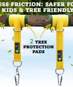 Safe Tree Swing Hanging Kit (Set of 2) - 10ft Long Straps with Two Alloy Carabiners and 2000 Lb Breaking Strength - Easy & Fast Installation for All Types of Swings and Children Black/Yellow 24 81UFPKYExL