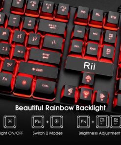 Rii RK100 3 Colors LED Backlit Mechanical Feeling USB Wired Multimedia Gaming Keyboard, Office Keyboard for Working or Primer Gaming,Office Device 29 81UHHlz6lPL