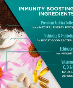 VitaCup Immunity Coffee Pods, Wellness Boost with Antioxidants, Echinacea, Probiotics, Vitamin C & D3, Medium Dark Roast, Recyclable Single Serve Pod Compatible with Keurig K-Cup Brewers,16 Ct 16 Count (Pack of 1) 22 81UHcPbxXNL