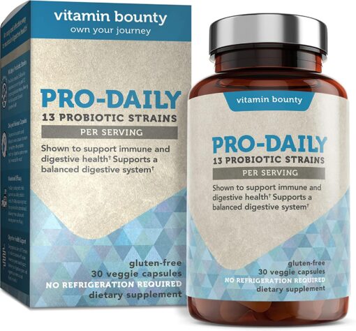 Vitamin Bounty Pro-Daily Probiotic - 13 Probiotic Strains, Gut Health, Digestive Health, Including Lactobacillus Acidophilus, Probiotic for Women and Men (Pro-Daily Probiotic)