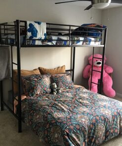 Walker Edison Timothee Urban Industrial Metal Twin over Loft Bunk Bed, Twin Size, Black 46 81ULsupzQ7L