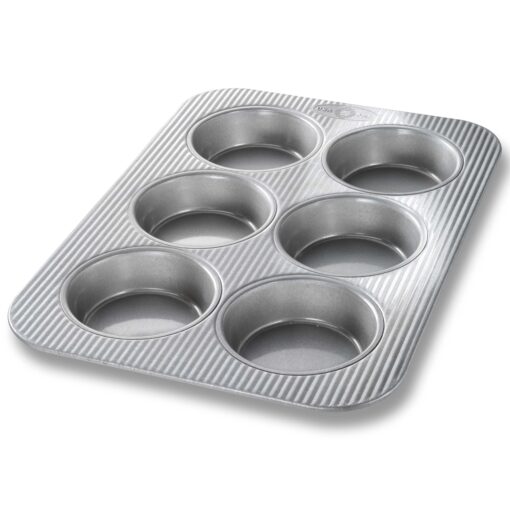 USA Pan Mini Round Cake and Cinnamon Roll Pan, 6 Well, Nonstick & Quick Release Coating, Made in the USA from Aluminized Steel, 15-3/4 by 11 Mini Cake & Cinnamon Roll Pan