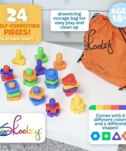 Skoolzy Toddler Tools Set for Sensory & Physical Therapy Nuts and Bolts, 24 Pc Educational Toys for Toddlers 1-3, Open Ended Building Toy for Boys, Ideal 2 Year Old Boy Gift & Stocking Stuffers Original 24 Piece 26 81UOOpBAEHL