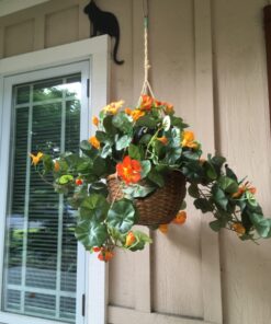 Nearly Natural 6025 22in. Nasturtium Silk Hanging Basket,Gold,29" x 10.25" x 10.25" 33 81UP c1h1nL