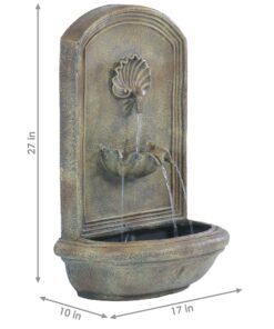 Sunnydaze Seaside 27-Inch Polystone Outdoor Wall Fountain - Electric Submersible Pump - Florentine Stone Finish 14 81UR0PUR8QL