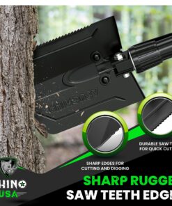 RHINO USA Folding Survival Shovel w/Pick - Heavy Duty Carbon Steel Military Style Entrenching Tool for Off Road, Camping, Gardening, Beach, Digging Dirt, Sand, Mud & Snow. 35 81UVohgkOL