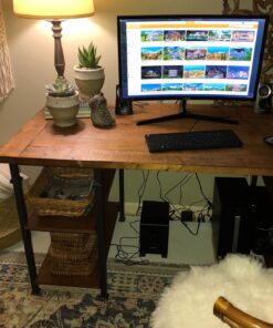 HOMELEGANCE Factory Metal Frame Writing Desk, Rustic Brown 38 81UVp5v1i2L