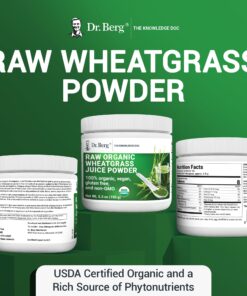 Dr. Berg's Wheatgrass Superfood Powder - Raw Juice Organic Ultra-Concentrated Rich in Vitamins and Nutrients - Chlorophyll and Trace Minerals - 60 Servings - Gluten-Free Non-GMO - 5.3 oz (1 Pack) 1 Pack 22 81UVq aYvWL