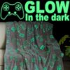 Jekeno Glow in The Dark Blanket Game Controller Throw Gamer Gift Toys for Kids Boys Teen Son Adult Gaming Gamepad Presents Birthday Christmas Halloween Bedroom Decor Luminous Blanket Grey 50"x60" Gray Red 50"x60" 64 81UeJg5878L