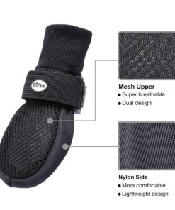 Hipaw Summer Breathable Dog Boots Nonslip Sole Paw Protector for Hardwood Floor Small ( Insole: 2.15"W ) Black 13 81Uk0l5HQSS