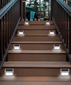 Alternative view of Lightess Solar Stair Lights Outdoor LED Deck Step Lighting Stainless Steel for Paths Patio Pack of 6 Cool White