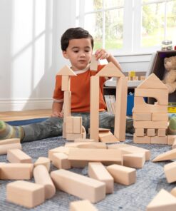 KidKraft 60-Piece Wooden Cutout Shapes Block Building Architectural Set - Natural 27 81Um28unuhL