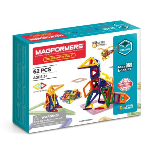 Magformers Designer Set (62-pieces) Magnetic Building Blocks, Educational Magnetic Tiles Kit , Magnetic Construction shapes STEM Toy Set