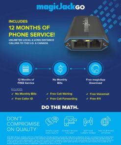 magicJackGO 2017 VOIP Phone Adapter Portable Home and On-The-Go Digital Phone Service. Make Unlimited Local & Long Distance Calls to The U. S. and Canada. NO Monthly Bill. 2017 (1 Pack) 30 81UokU4Ng0L