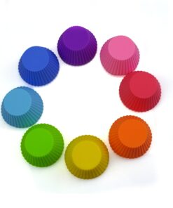 Mirenlife Silicone Cupcake Liners Reusable Silicone Baking Cups Nonstick Muffin Molds Easy Clean Silicone Muffin Liners, 24 Pieces in 8 Rainbow Colors 27 81UpOUh7IuL