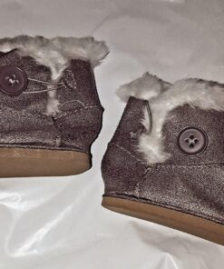 Sophia's Gray Suede Winter Boots with White Faux Fur Lining and Trim Plus Gray Side Button and Soft Tan Soles for 18" Dolls, Gray 35 81UpYS17viL