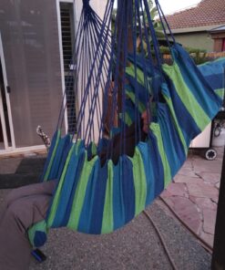 Sorbus Stylish Swing Chair - Fine Cotton Weave for Super Comfort & Durability - Hanging Hammock Chair w/2 Seat Cushions- Portable Outdoor Hanging Chair w/Hardware Kit - Indoor Outdoor Use - Max 265lbs Blue 46 81UqrIZvpL 1