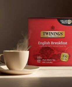 Twinings English Breakfast Black Tea, 100 Individually Wrapped Tea Bags, Smooth, Flavourful, Robust, Caffeinated 100 Count (Pack of 1) 26 81UrEFlAQ L