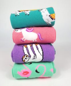 HSELL Womens Colorful Dress Crew Socks Fancy Flower Art Pattern Casual Cotton Socks Novelty Gift for Her 4 Pairs - Unicorns/Alpacas/Sloths/Flamingos 9 81UsKbiDpzL