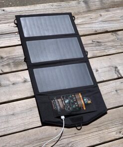Ryno Tuff 21W Lightweight Portable Solar Charger for Camping - Foldable Solar Powered Cells with 2 USB Ports To Fast Charge Smartphones, Tablets & Battery Packs -Charge While Hiking, Camping & Fishing Black 28 81Uu2G8K1rL 2