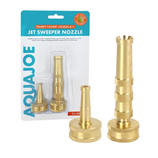 Sun Joe Aqua Joe SJI-4BHNC Ultimate Solid Brass, Heavy Duty Adjustable Twist Nozzle and Jet Sweeper Nozzle