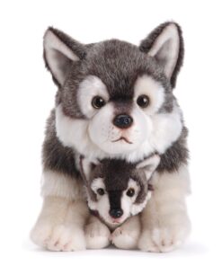 Nat and Jules Mommy Wolf and Pup Wintry Gray Children's Plush Stuffed Animal Toy Set of 2 10 81UuZ48WV2L