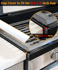 Silicone Stove Counter Gap Cover by Kindga, 21" Easy Clean Gap Filler Sealing Spills Between Kitchen Counter, Appliances,Stovetop, Oven, Washing Machine, Washer, Dryer Set of 2 (White) 21" White 14 81Uv2ANUUAL