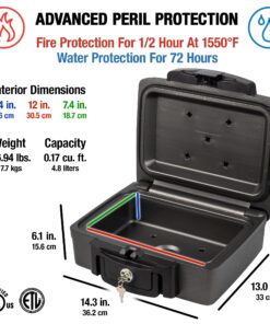 Sentry Safe Safe Box, Fireproof Waterproof, Lock Box, Black, Exterior: 14.3 in W x 13 in D x 6.1 in H 25 81Uw41yIivL