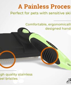 The Pet Portal Self Cleaning Dog Brush for Shedding Slicker Brush Cat Long Haired Pet Brush Grooming Deshedding Supplies - Small Pets Black 26 81UxTfcNpML