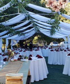 120" Wide (10ft Wide) x 120 Yards Roll - White Sheer Voile Chiffon Fabric - Sedona DESIGNZ Brand Perfect for Draping Panels and Masking for Weddings & Events (White) 25 81UyVGGuEAL