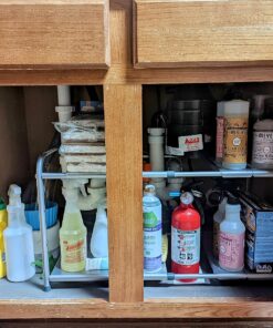 Simple Houseware Under Sink 2 Tier Expandable Heavy Duty Metal Shelf Organizer Rack, Silver (Expand from 15 to 25 inches) Expandable Shelf 32 81UyvOiMdwL