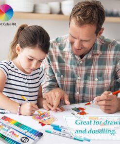 Journal Calligraphy Art Markers, 48 Colors Dual Tip Brush Pens with Fineliner Tip for Adult Coloring Books Drawing At School Home Office by Smart Color Art 32 81UzEZwoOGL