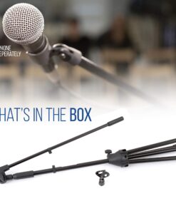 Pyle Foldable Tripod Microphone Stand - Universal Mic Mount and Height Adjustable from 37.5'' to 65.0'' Inch High w/ Extending Telescoping Boom Arm Up to 28.0'' - Knob Tension Lock Mechanism PMKS3 19 81V1A9uzFL