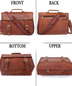 ANUENT 14 Inch Genuine Leather Messenger Bag Vintage Brown Small Briefcase Shoulder CrossBody Satchel for Men and Women Ideal for Laptop, iPad, and Tablet 12 81V1nrAcCFL